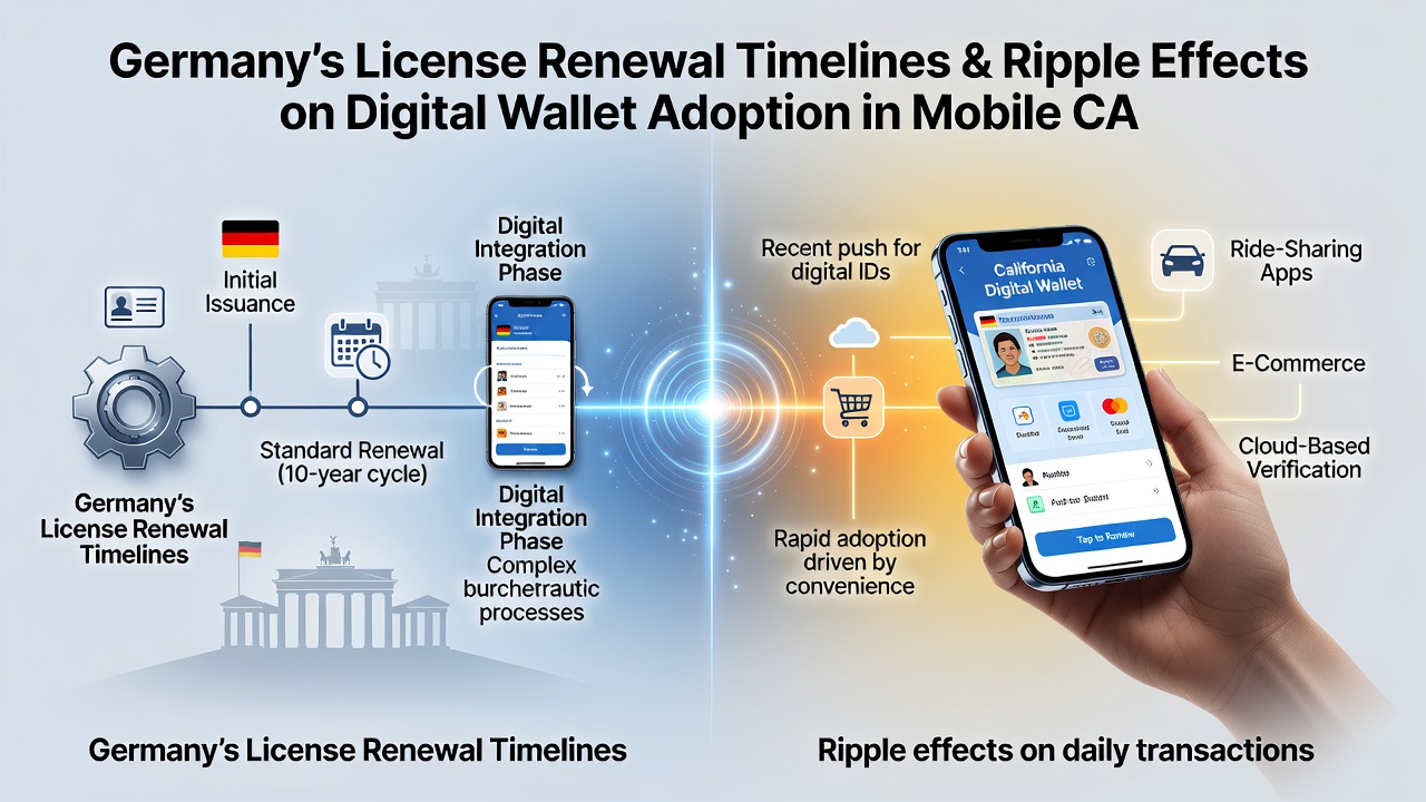 Mobile App-Schnittstelle mit digitaler Wallet-Integration und Lizenzstatus-Anzeige