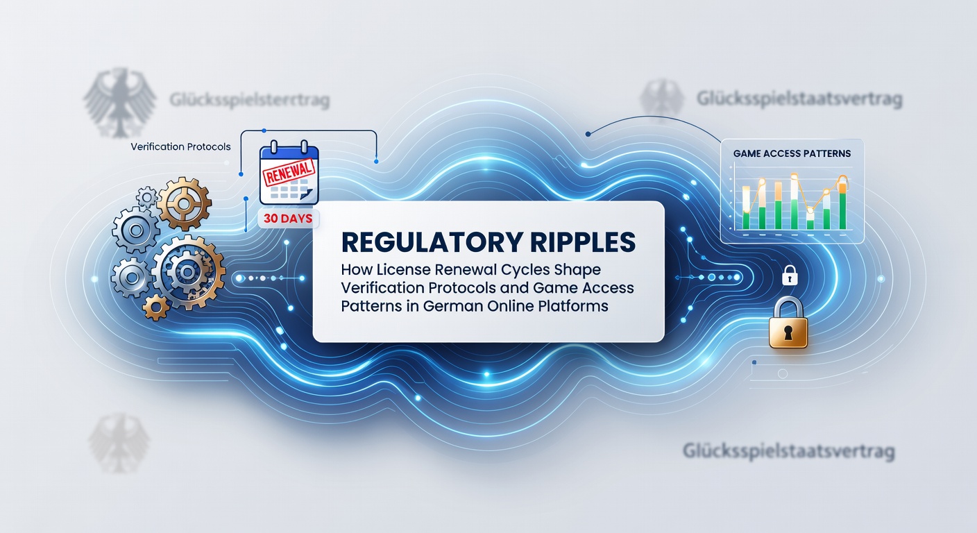Illustration der regulatorischen Rahmenbedingungen für Online-Plattformen in Deutschland mit Fokus auf Lizenzzyklen und Verifizierungsprozesse