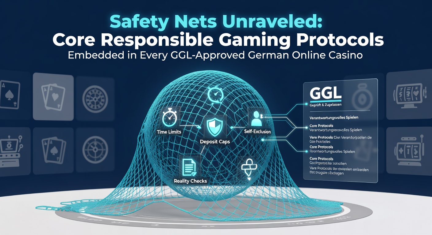 Darstellung eines digitalen Sicherheitsnetzes über einem Online-Casino-Interface mit Symbolen für Limits und Selbstschutz