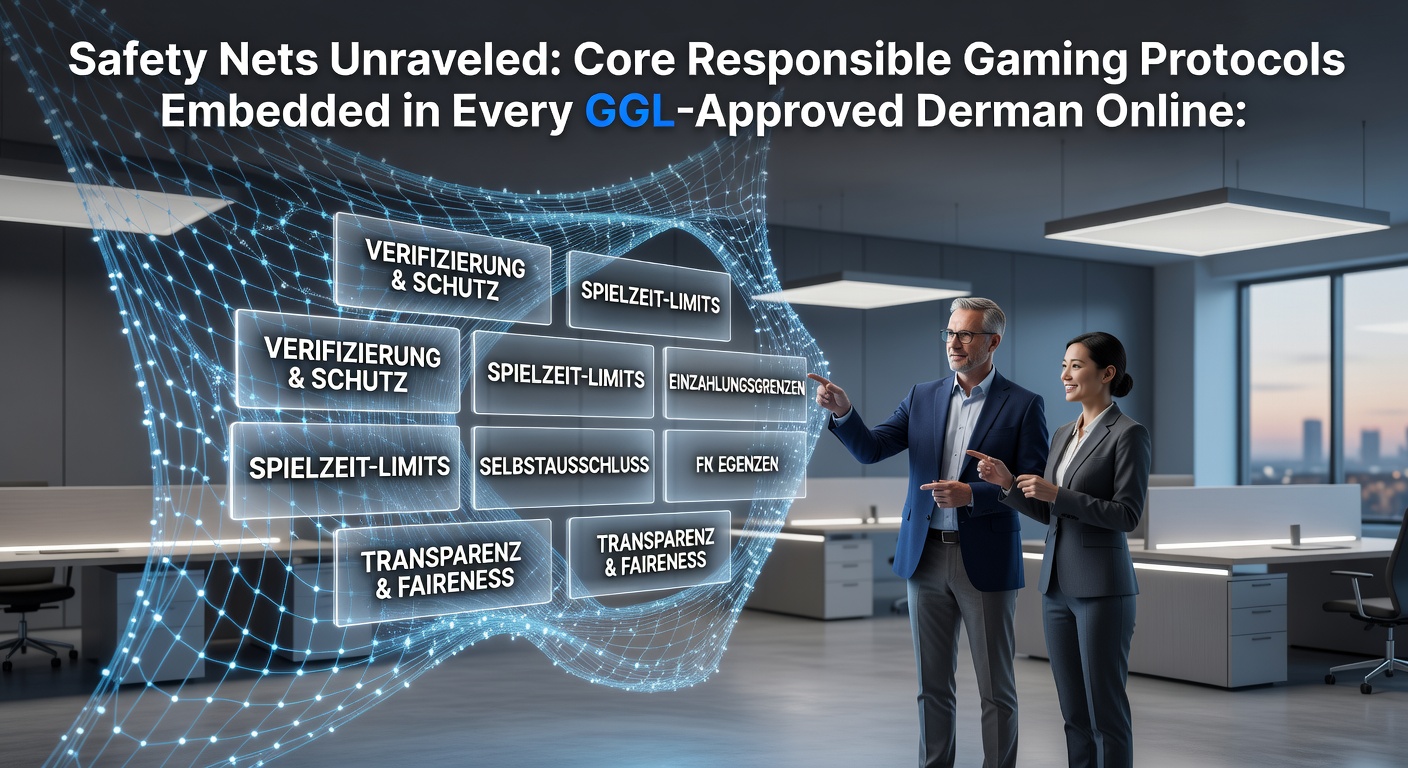 Grafik zeigt Algorithmen und KI-Symbole, die Spieler-Verhalten in einem Online-Casino überwachen und Limits aktivieren