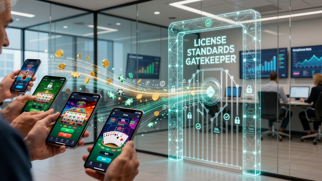 Illustration der Auswirkungen von Lizenzstandards auf mobile Casino-Apps